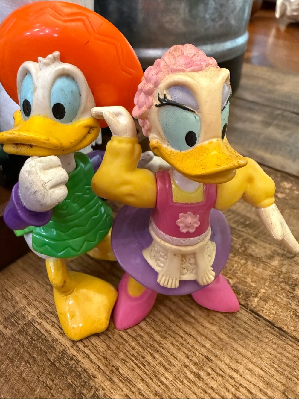 Vintage Daisy Duck Pair Figurines - 1990’s Colorful Cartoon Ducks